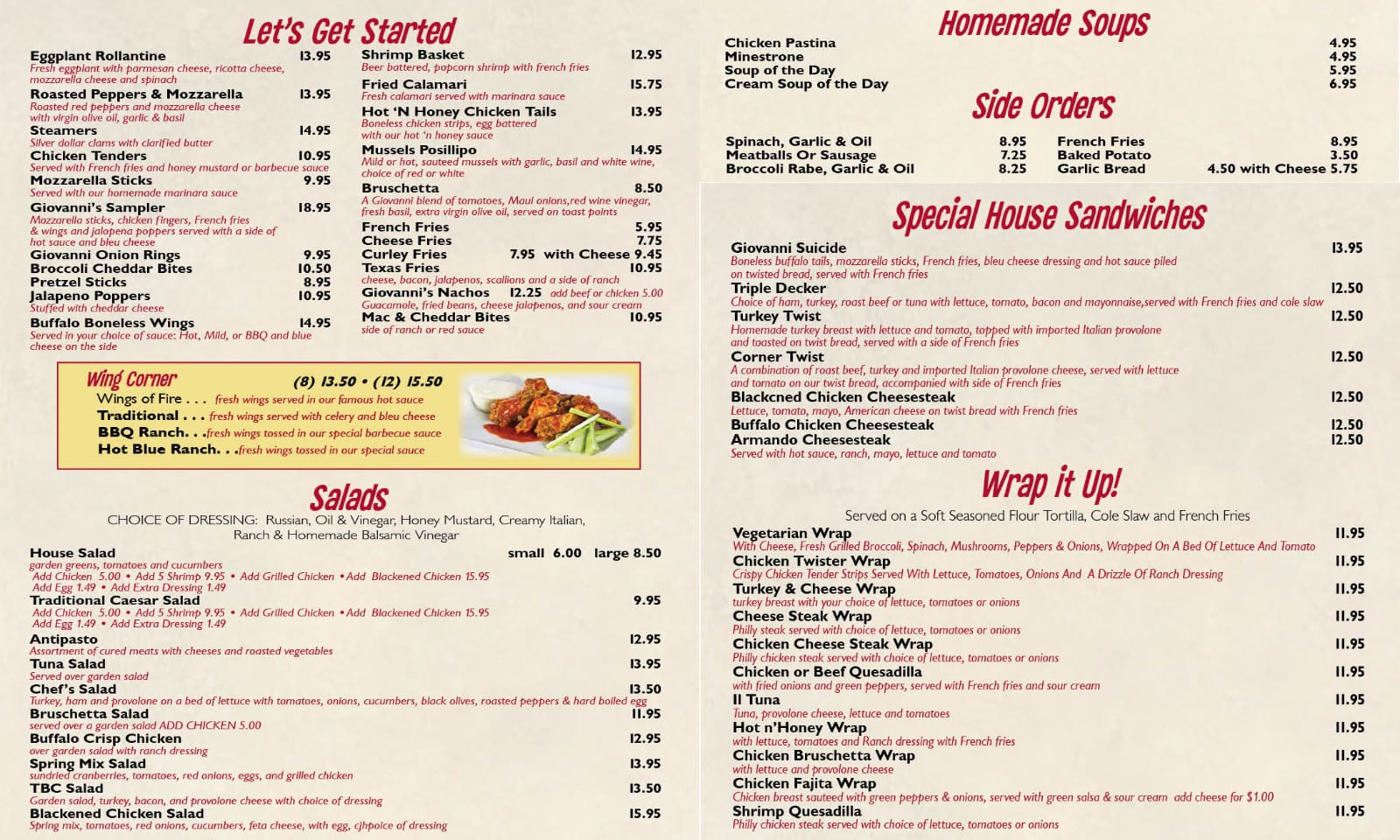 Appetizers Menu Scan