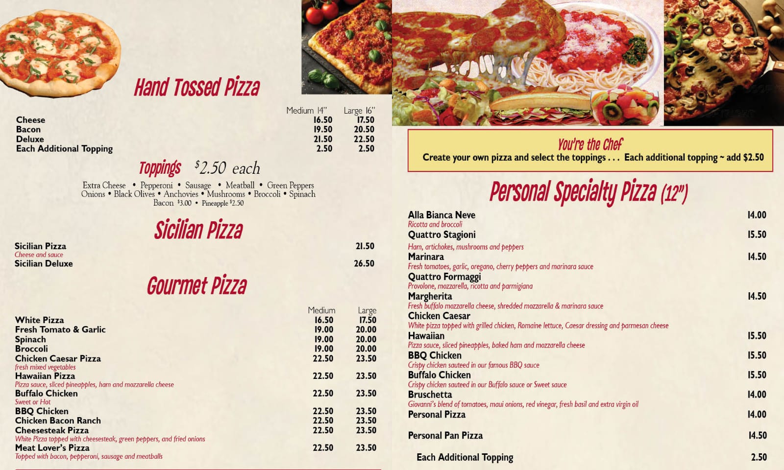 Pizzas Menu Scan